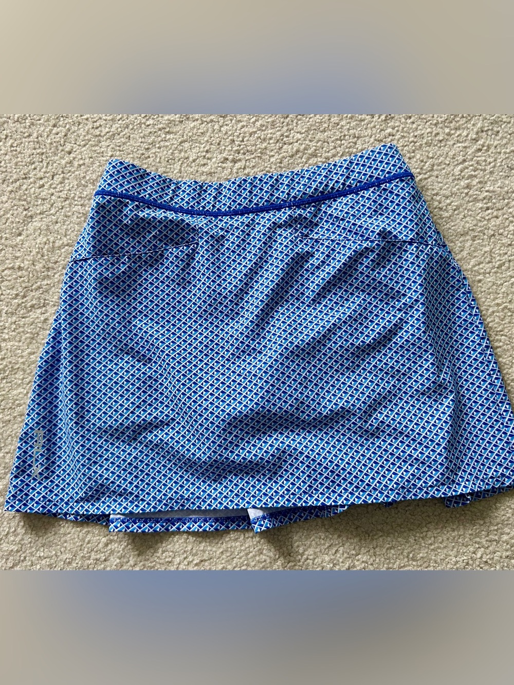 RLX Ralph Lauren Blue Geometric-Print Mini Skirt